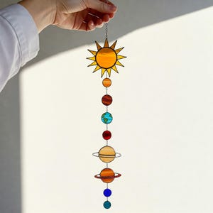 Planets Stained Glass Suncatcher: Solar System Window Hanging